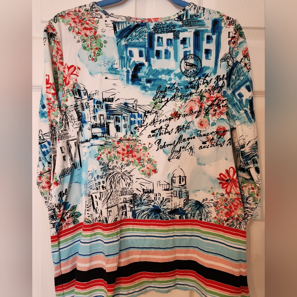 Spartelle scenic Print Women's Top - Multicolor, sz XL - Picture 4 of 4